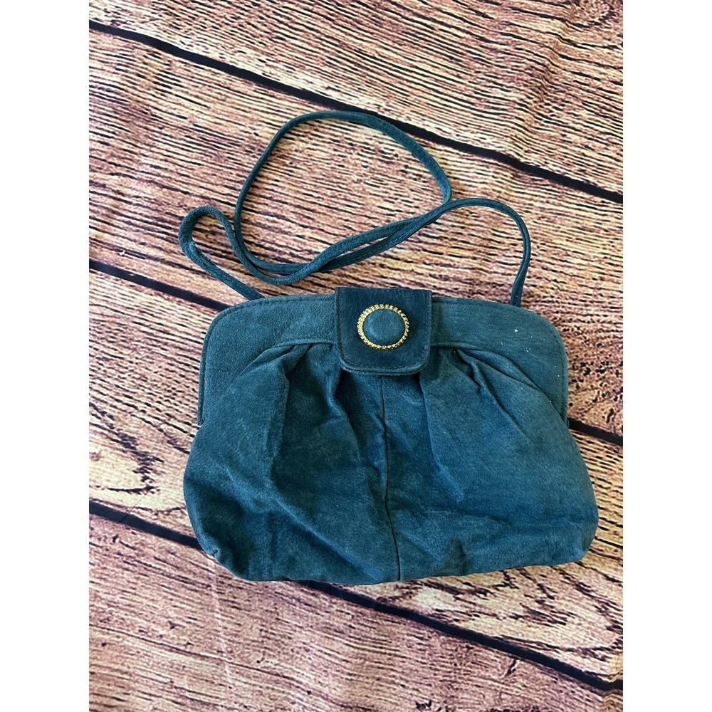 Vintage Women's Rush Hour Green Suede Bag Purse